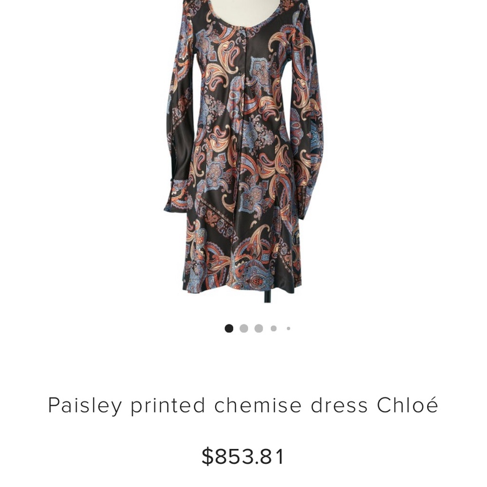 Chloe Paisley Printed Chemise Dress Bell Split Sleeve with French Cuff size 36